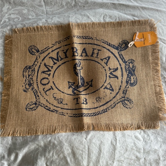 SET OF 6 - TOMMY BAHAMA BURLAP 19X 13 INCH PLACEMATS **NEW** - Picture 2 of 6